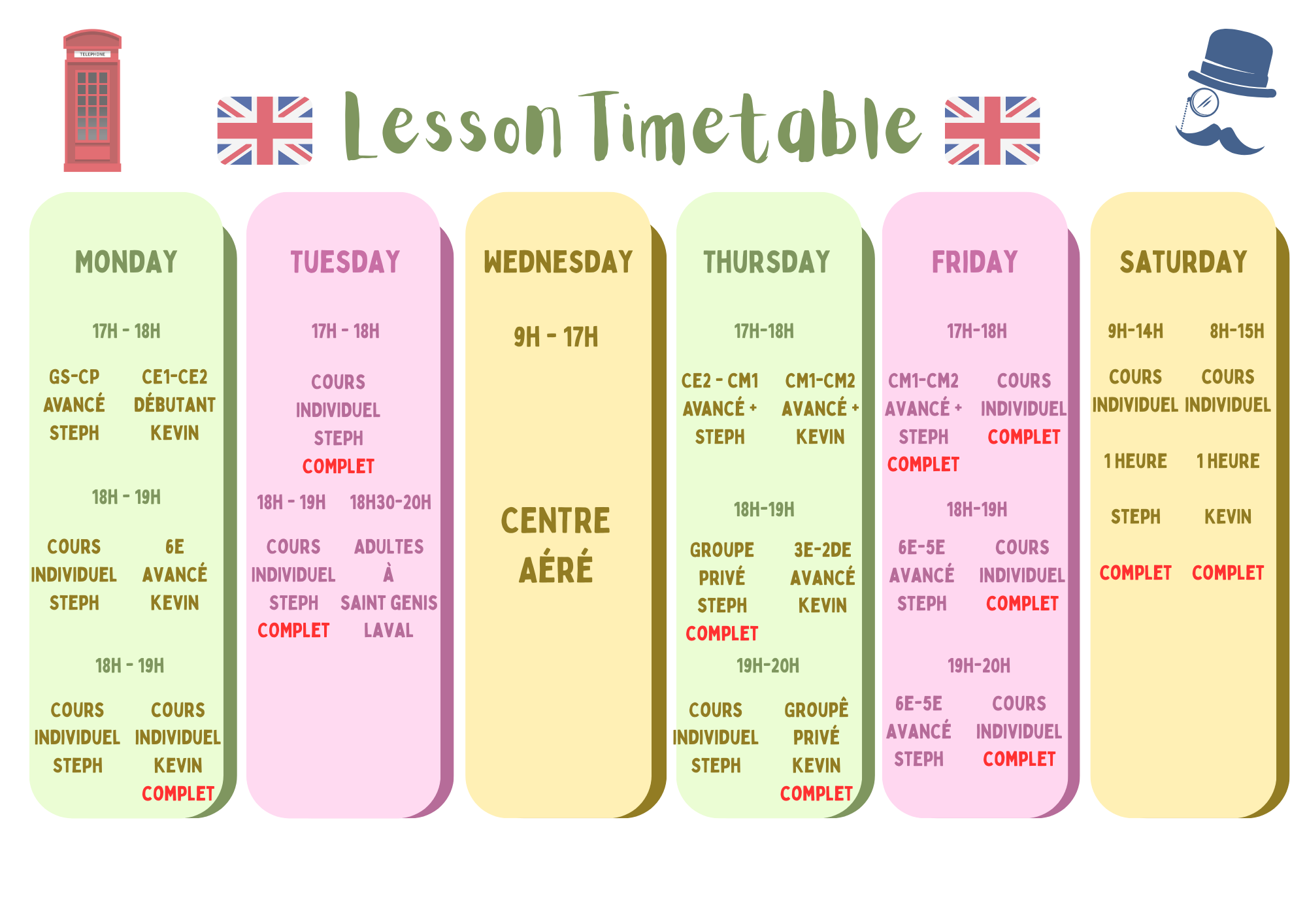 Blue Yellow Colorful Lesson Timetable A4